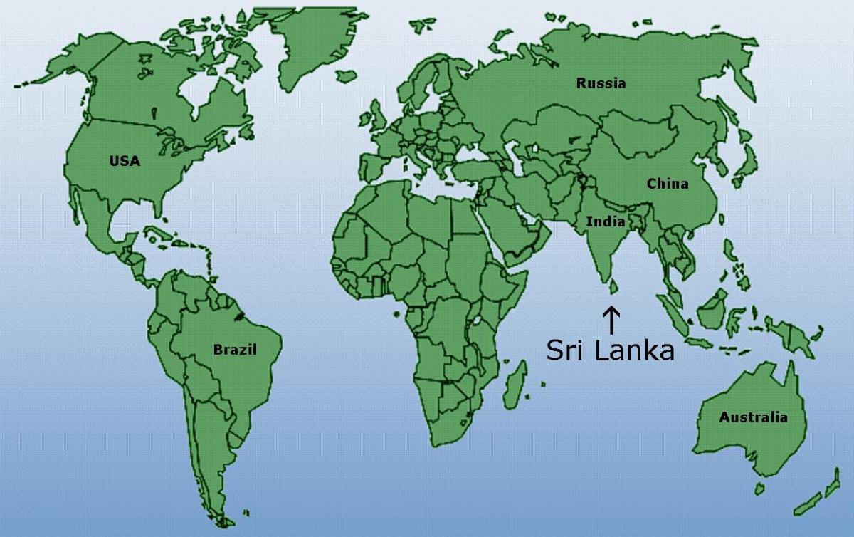 Ceylon ตำแหน่งโลกแผนที่