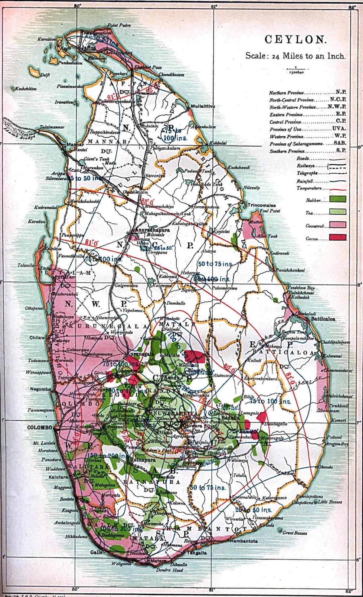 แผนที่ของ Ceylon ศรีลังกา name