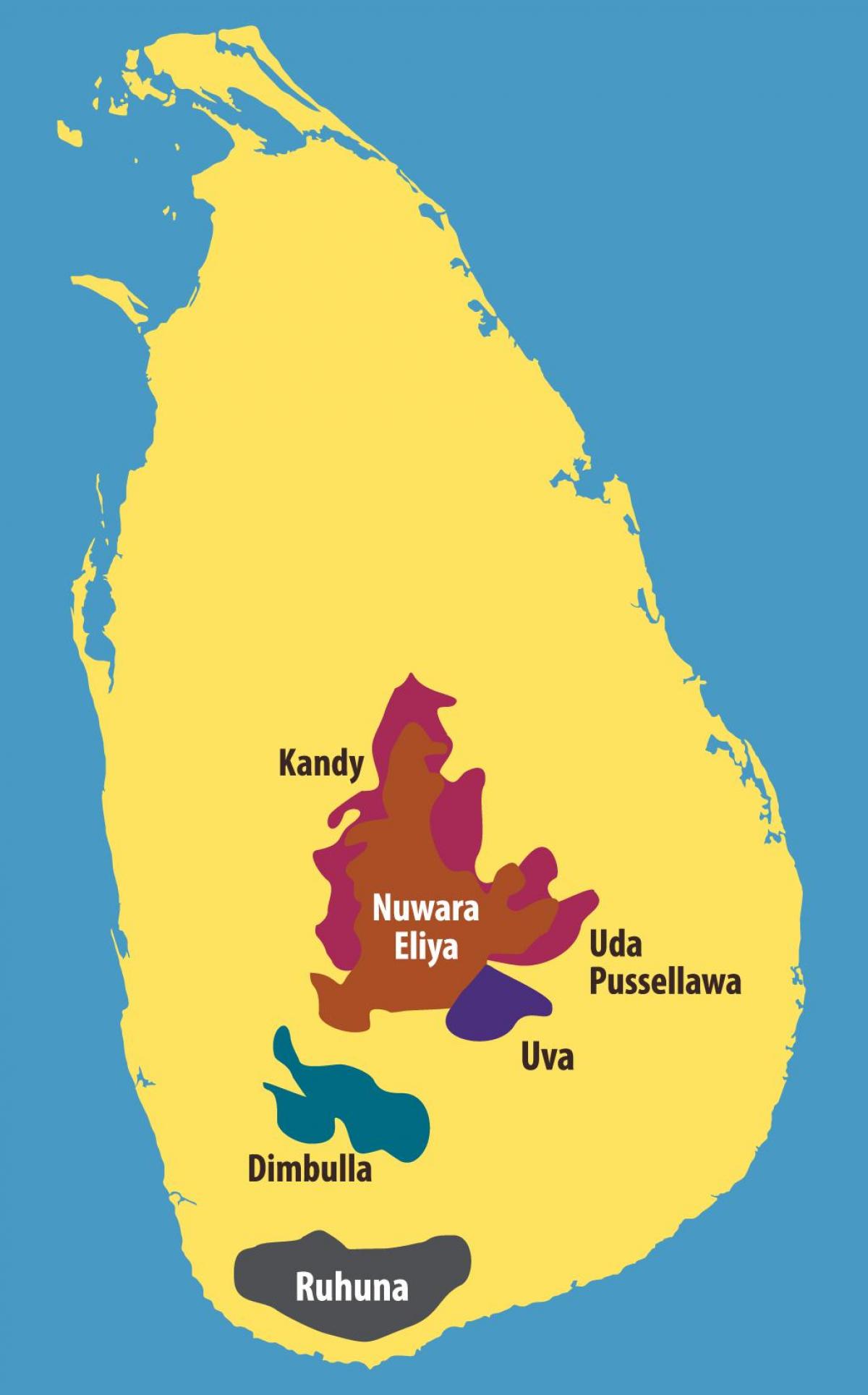 แผนที่ของศรีลังกา name ชา plantations