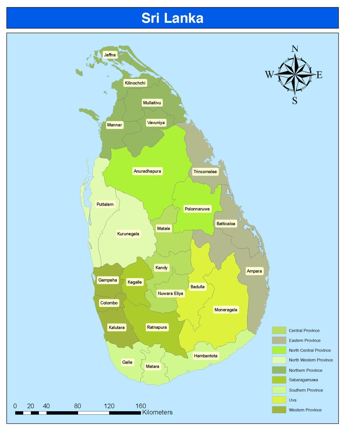 แผนที่ของพื้นที่ศรีลังกา name