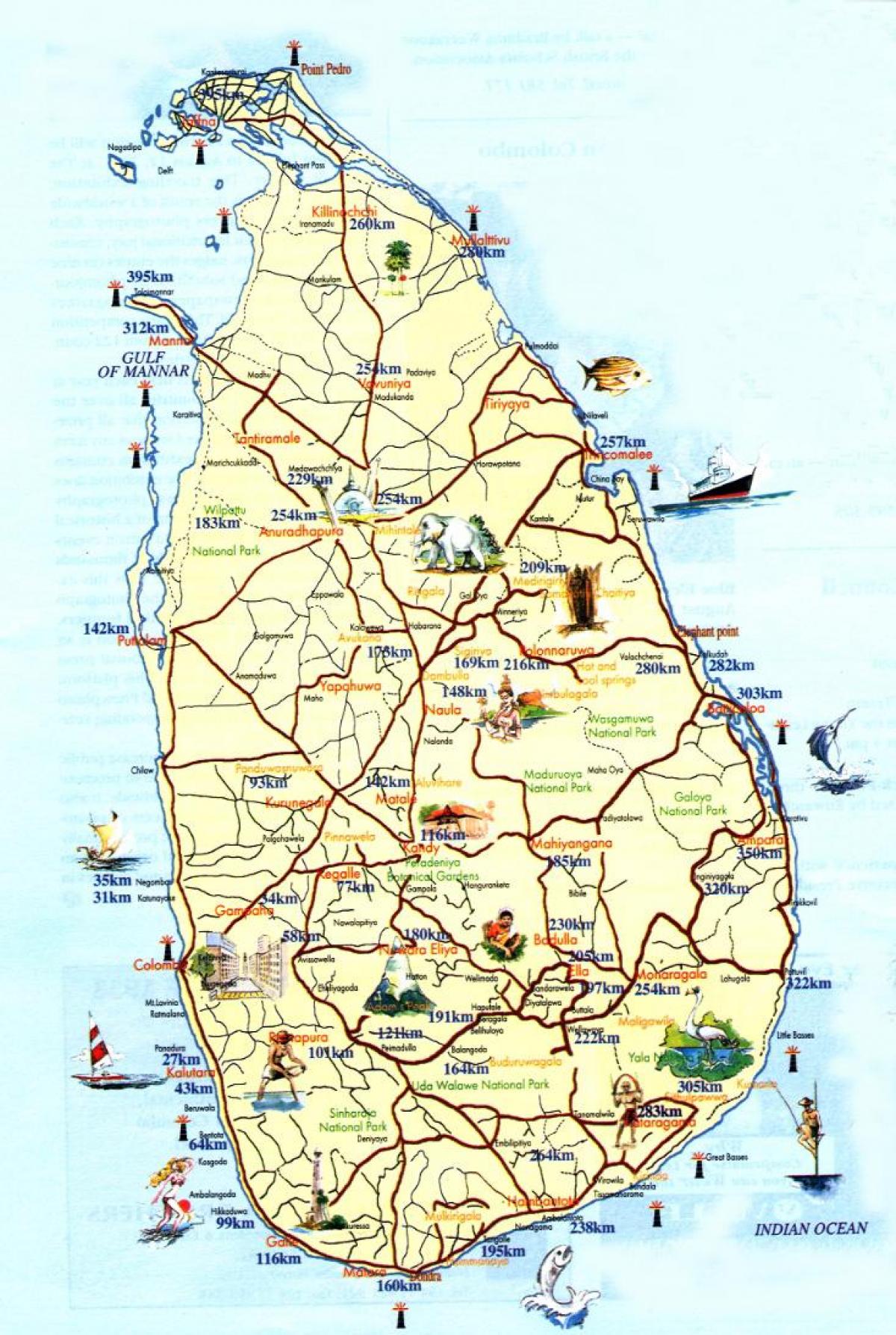 แผนที่ของศรีลังกา name ชายหาด resorts