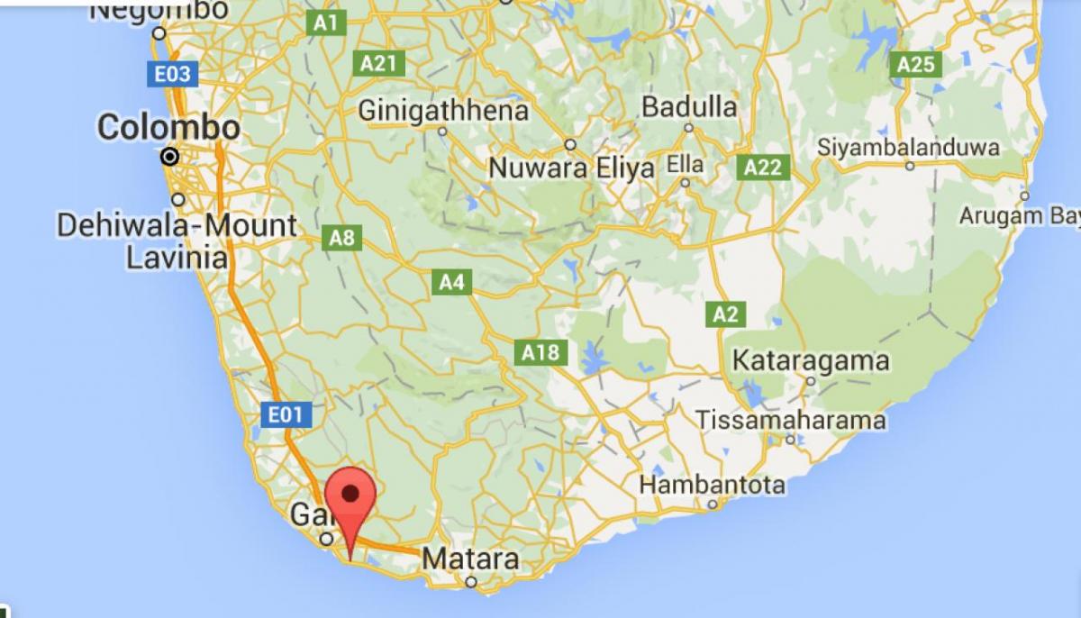  แผนที่ของทางใต้ตะวันตกศรีลังกา name