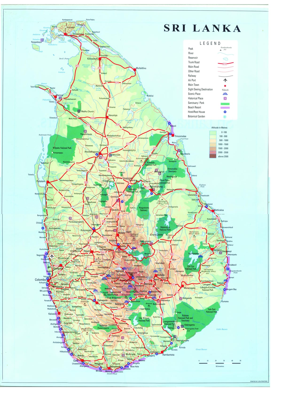 แผนที่ของศรีลังกา name ขนส่ง