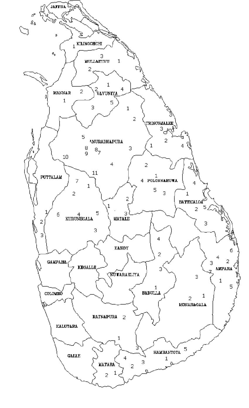 แผนที่ของศรีลังกา name แผนที่ผิวดำและผิวขาว