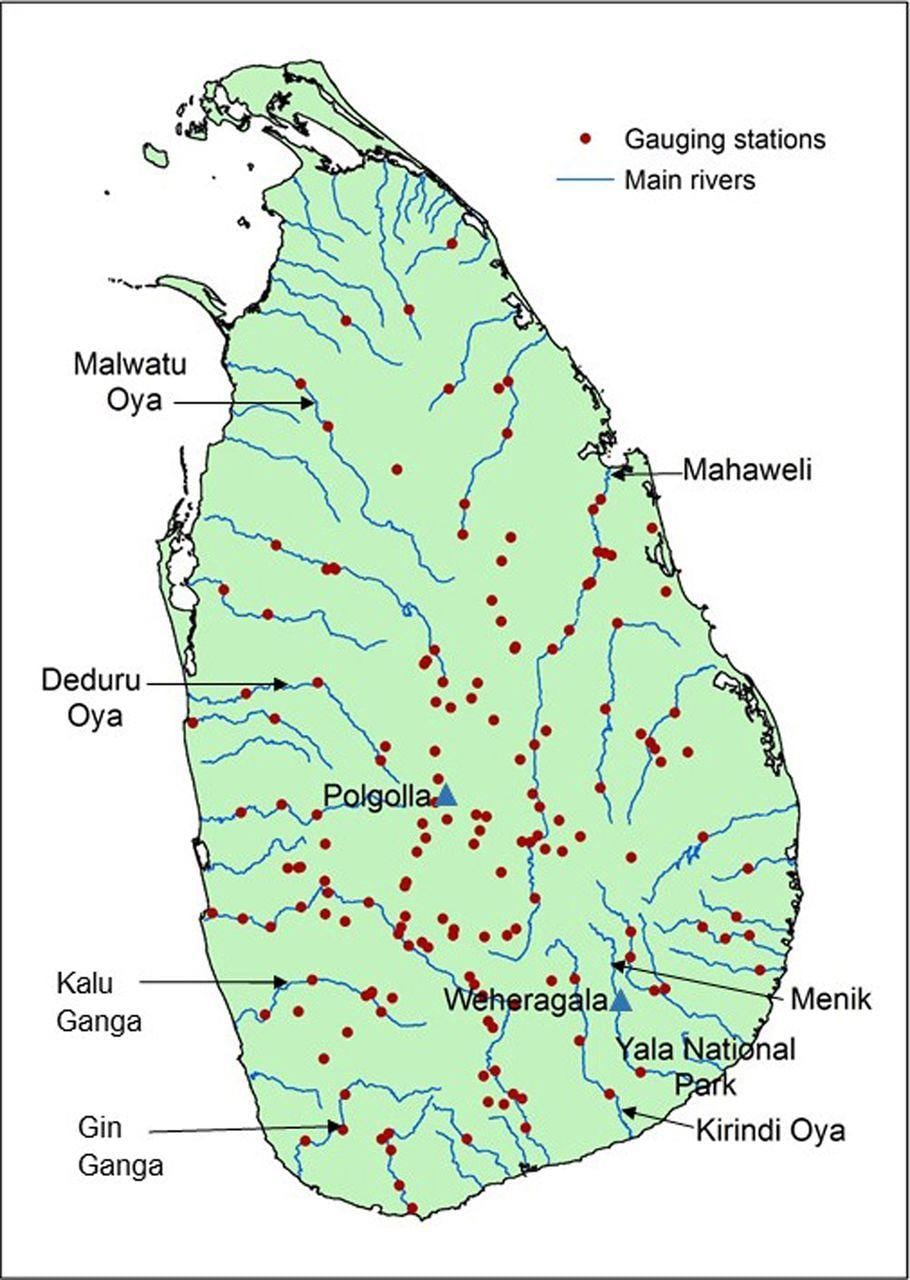 แผนที่ของศรีลังกา name ganga