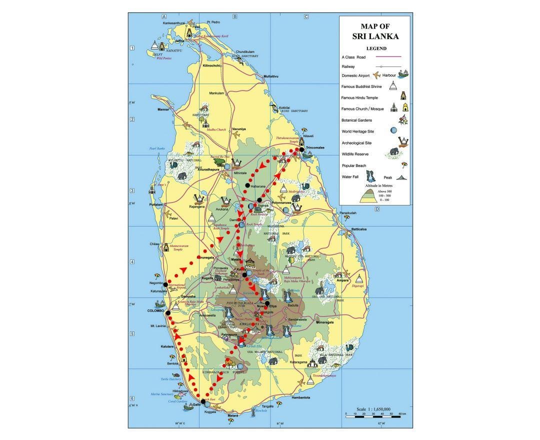 แผนที่ของสัญลักษณ์ในศรีลังกา name
