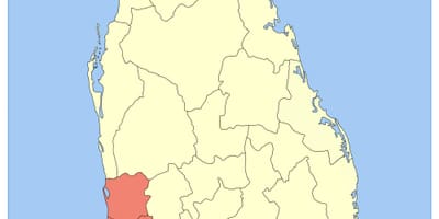 แผนที่ของศรีลังกา name ตะวันตกแสดงตัวอย่า
