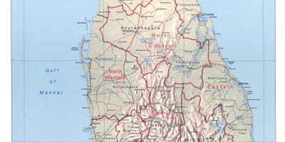 แผนที่ของศรีลังกา name กับเมือง