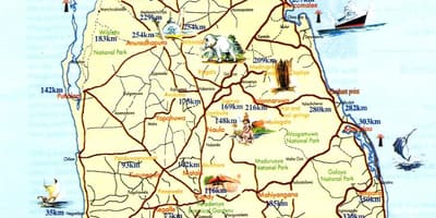 แผนที่ของศรีลังกา name ชายหาด resorts
