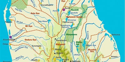 ศรี Lankan ริเวอร์แผนที่ในภาษาทมิฬ name