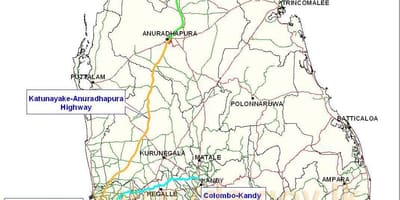 แผนที่ของศรีลังกา name expressway